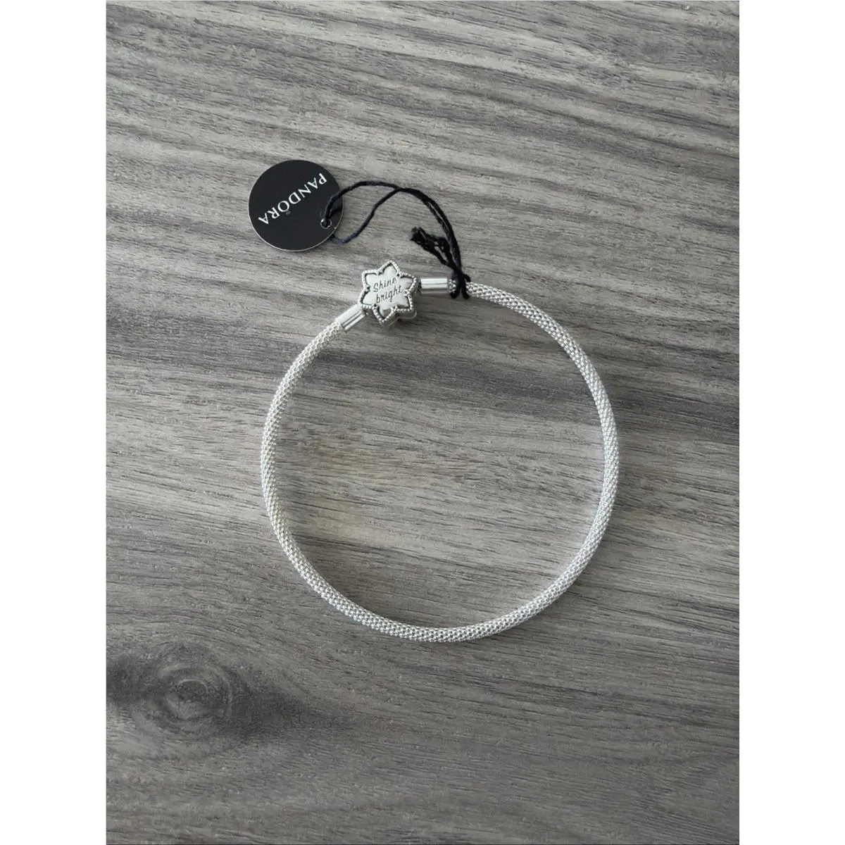 Pandora Moments Bright Snowflake Mesh Bracelet 598616C01 Sz 8.3”/21cm