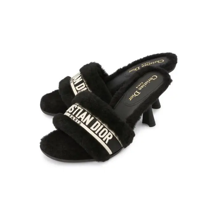 Dior Dway Logo Heel Pump Fur Shearling Jadior Miss Chez Moi Sandal Mule 39.5