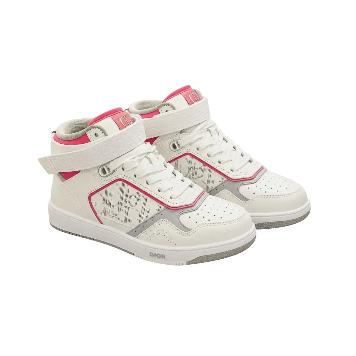 Dior B27 High Top White Pink Oblique Leather Sneakers Women`s EU 37