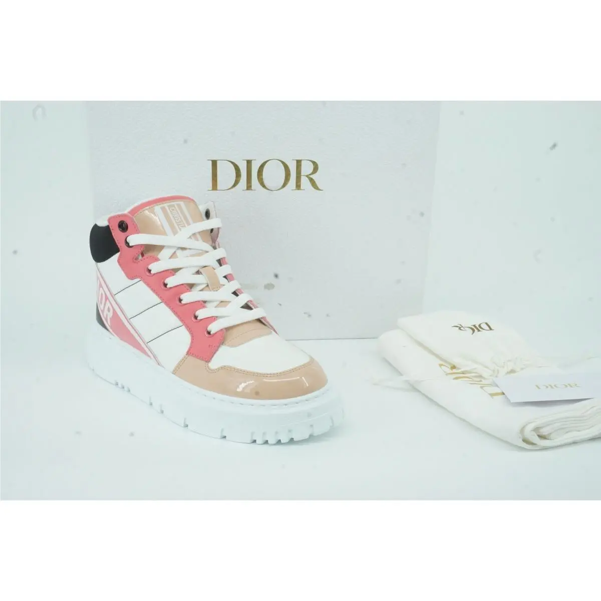 Christian Dior D Player Leather High Top Sneakers SZ 36 Trainer Basketball