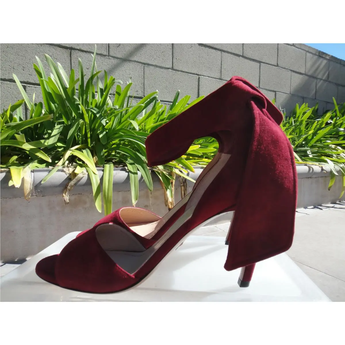 Christian Dior LA Belle Red Suede 90mm High Heeled Ankle Tie Sandals Sz 39