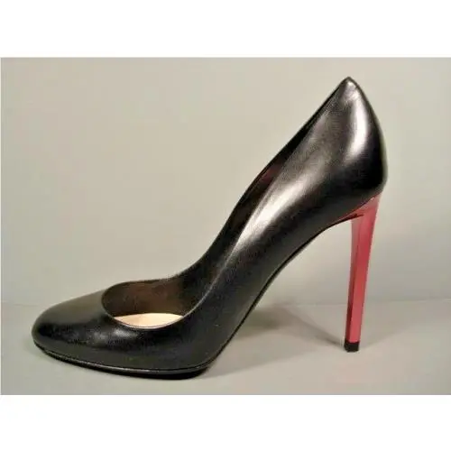 Dior Sublime Black Leather Round Toe Rose High Heels Pumps 37/7 Discount
