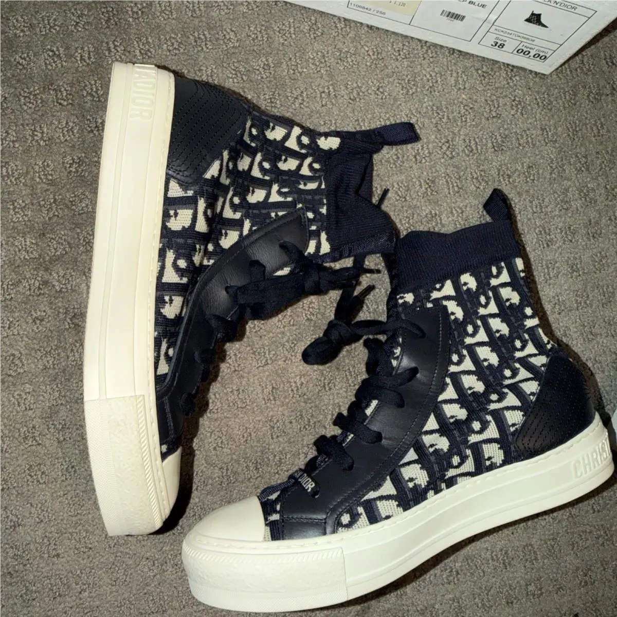 Women`s Christian Dior Walk’n’dior Oblique High-top Sneakers Size 38 8