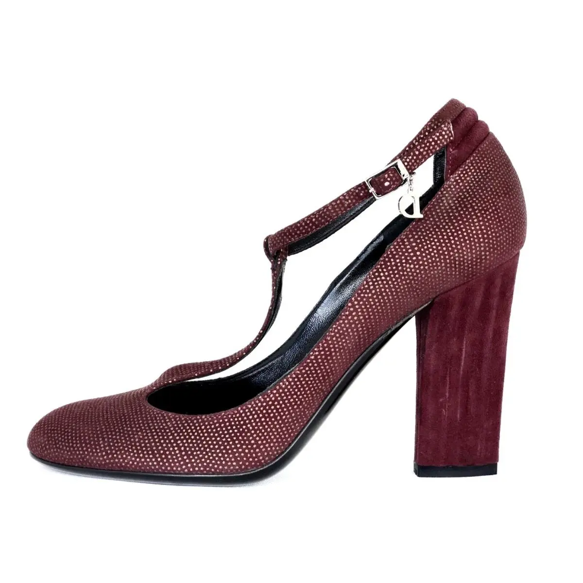Christian Dior Burgundy Leather Ankle Strap Heel Pump Shoes 7.5 M