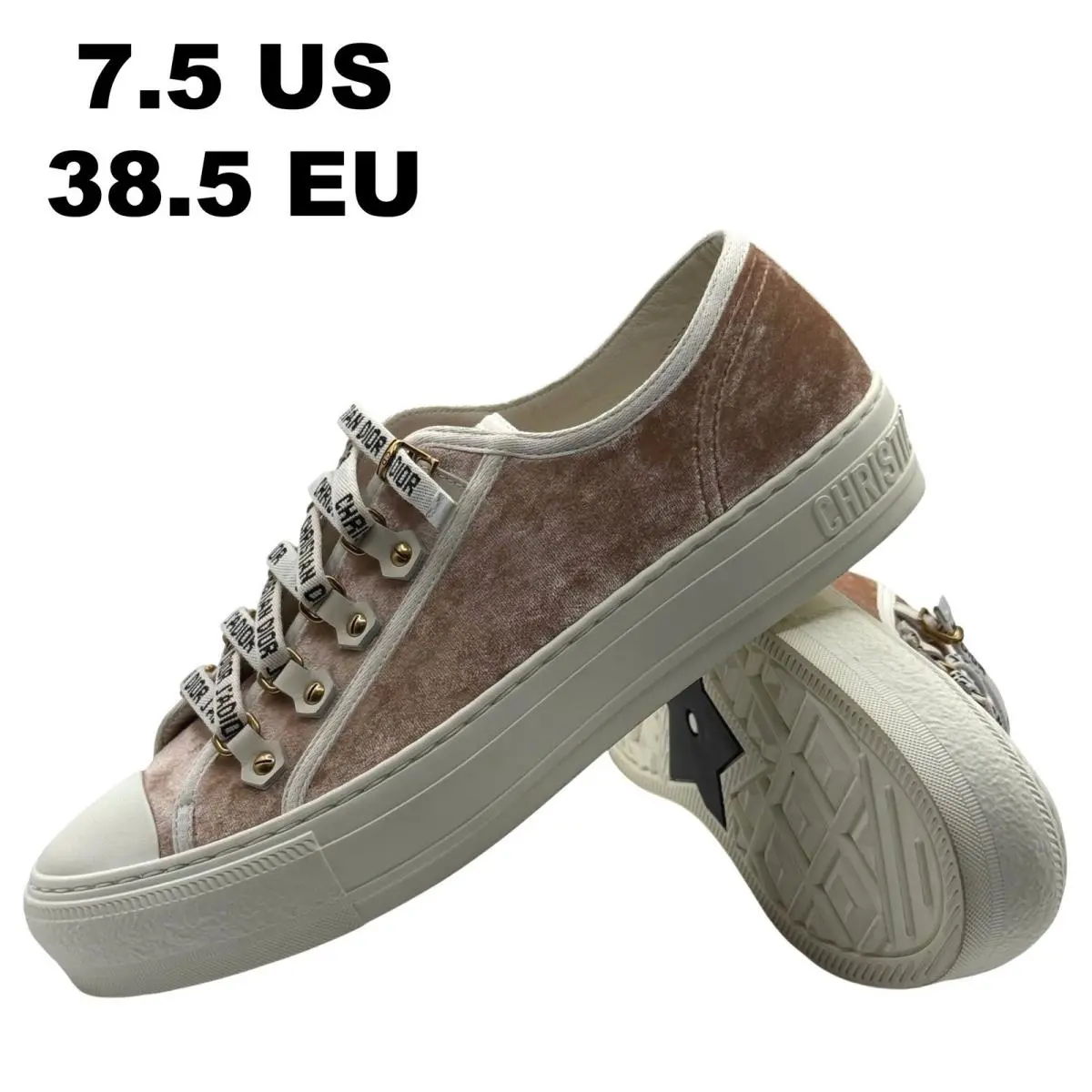 Christian Dior Walk`n`dior Women`s Size 7.5 EU 38.5 Pink Velvet Low Sneakers