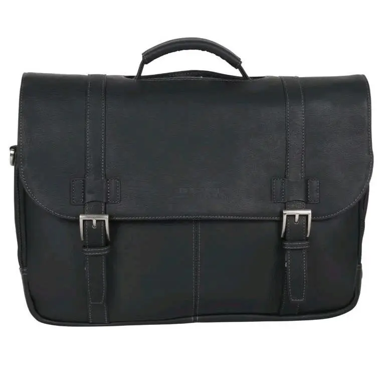 Colombian Leather Laptop Bag Black Briefcase by Kenneth Cole