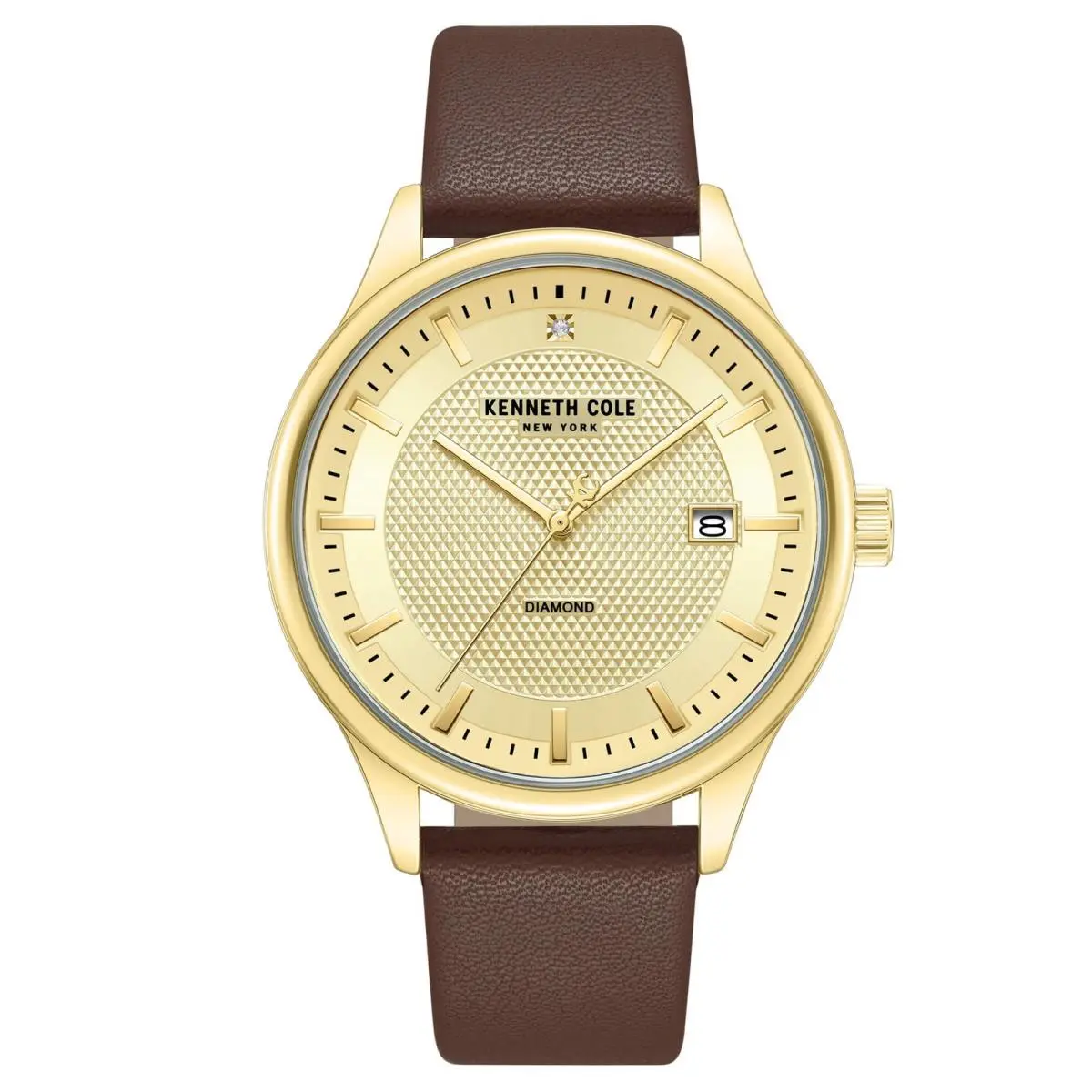 KCWGB0000672 Men`s Watch Gold Dial Brown Leather Strap by Kenneth Cole