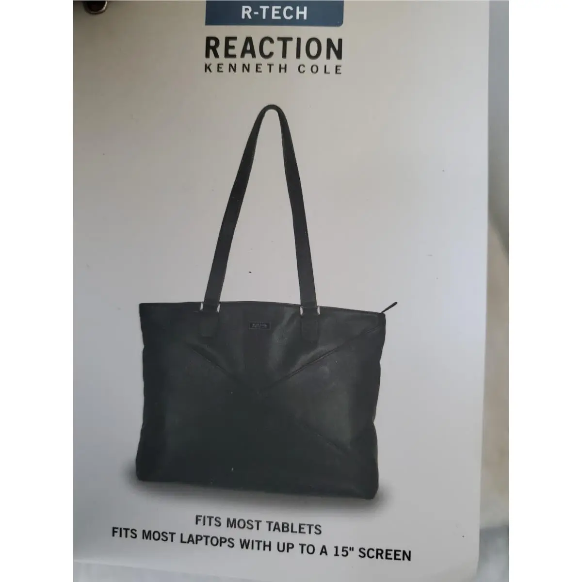 Black Leather Womens Large Tote Laptop Business Book Bag by Kenneth Cole