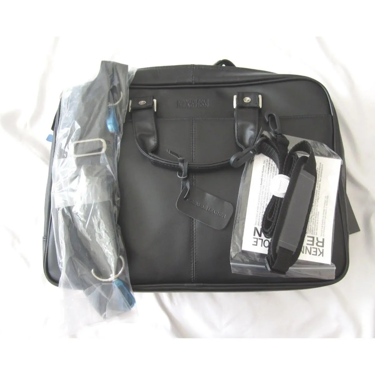 Reaction Port-ney Love Black Leather Laptop Briefcase Bag by Kenneth Cole