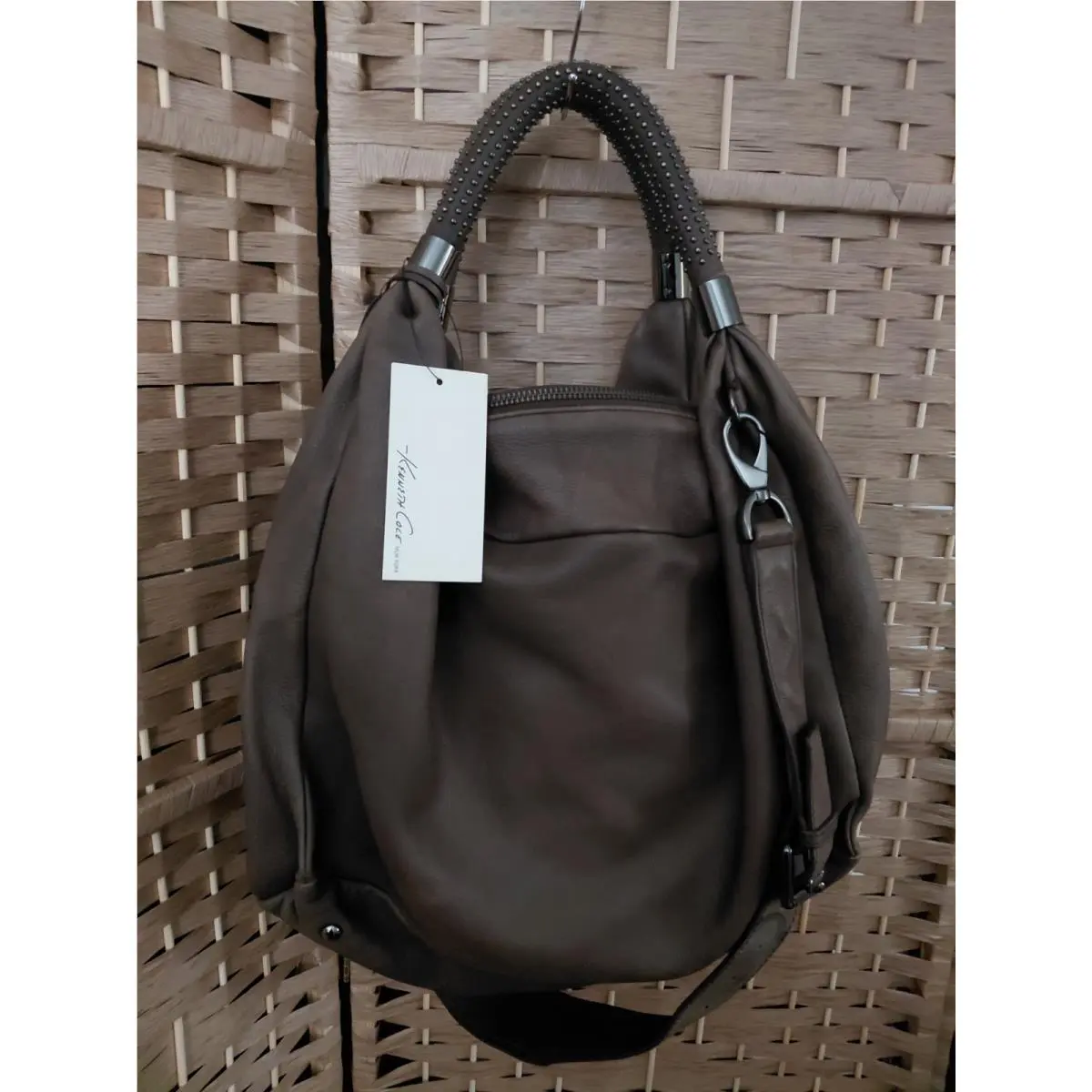 NY Leather No Slouch Tote Bag Purse In Espresso Brown Slouchy by Kenneth Cole