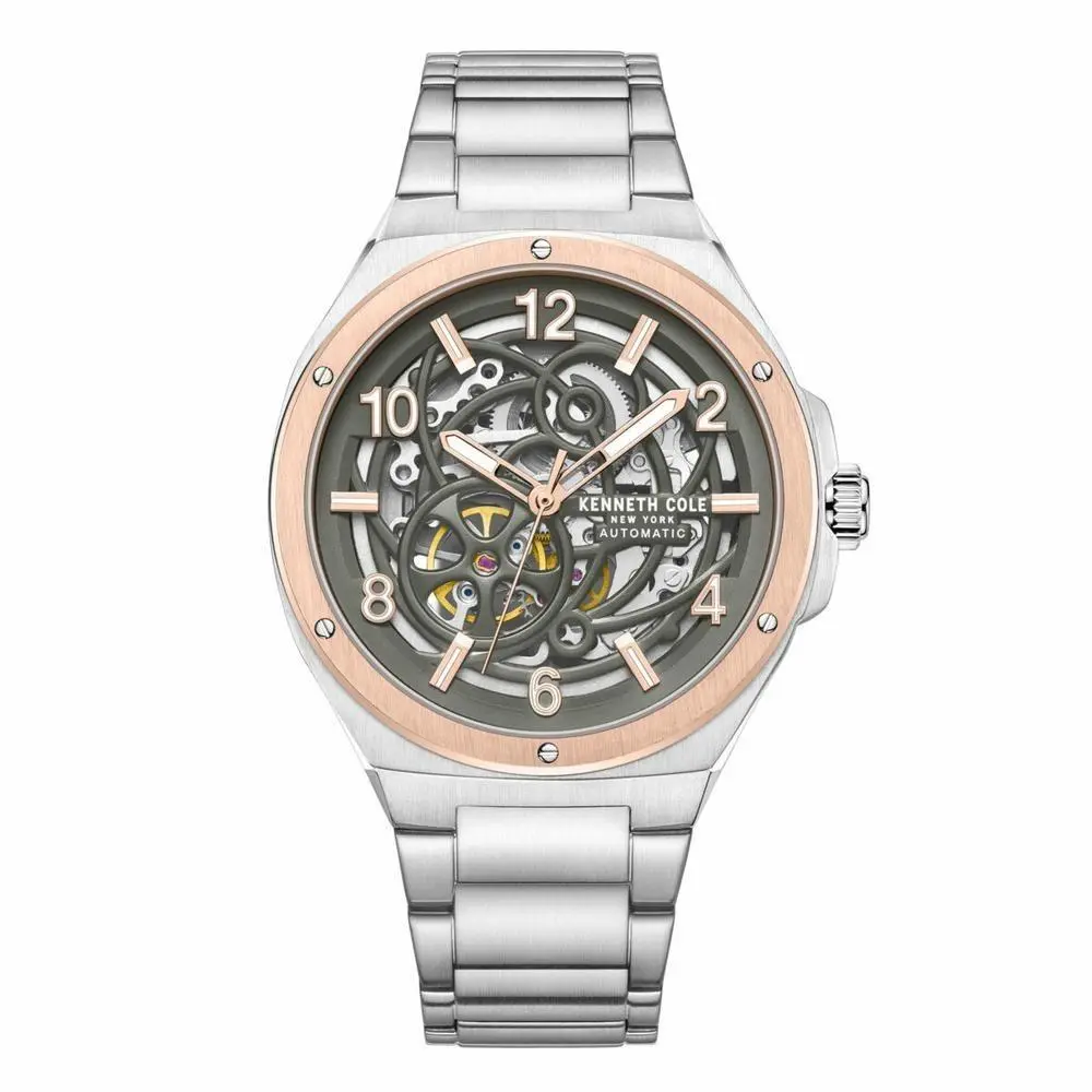 Men`s Silver Skeleton Automatic Watch - KCWGY0046303 by Kenneth Cole