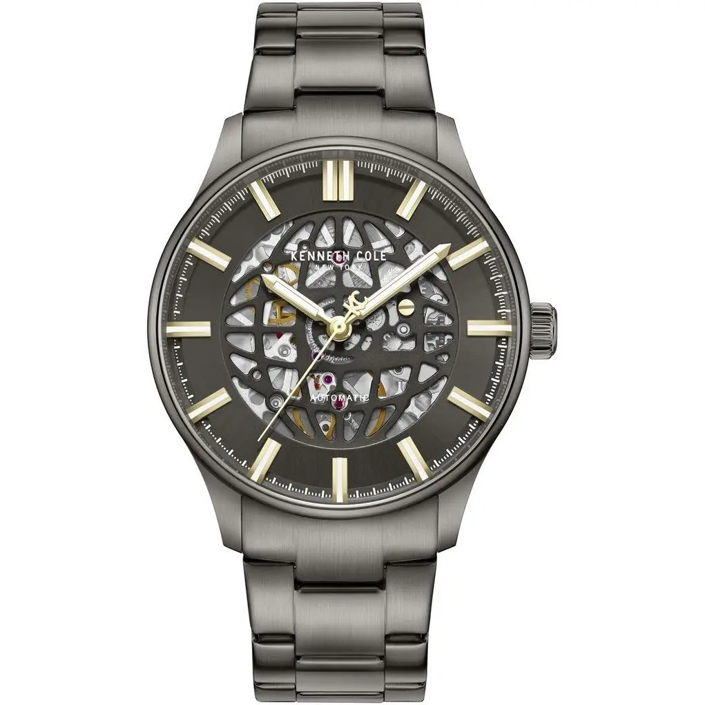 Men`s Gunmetal Automatic Skeleton Watch - KCWGY0089004 by Kenneth Cole