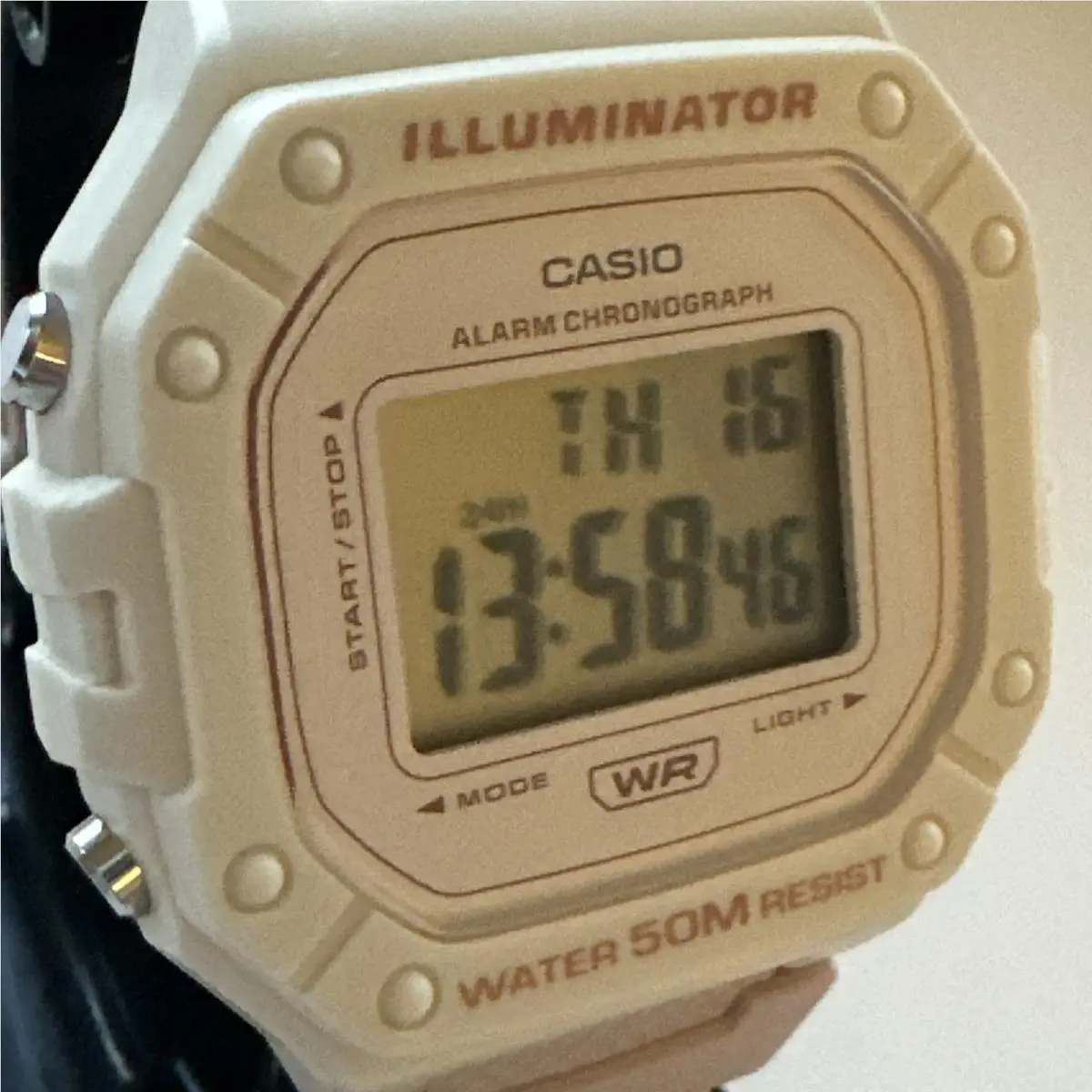 W218HC-4A2V Chronograph Watch Pink Resin Band Alarm Illuminator by Casio