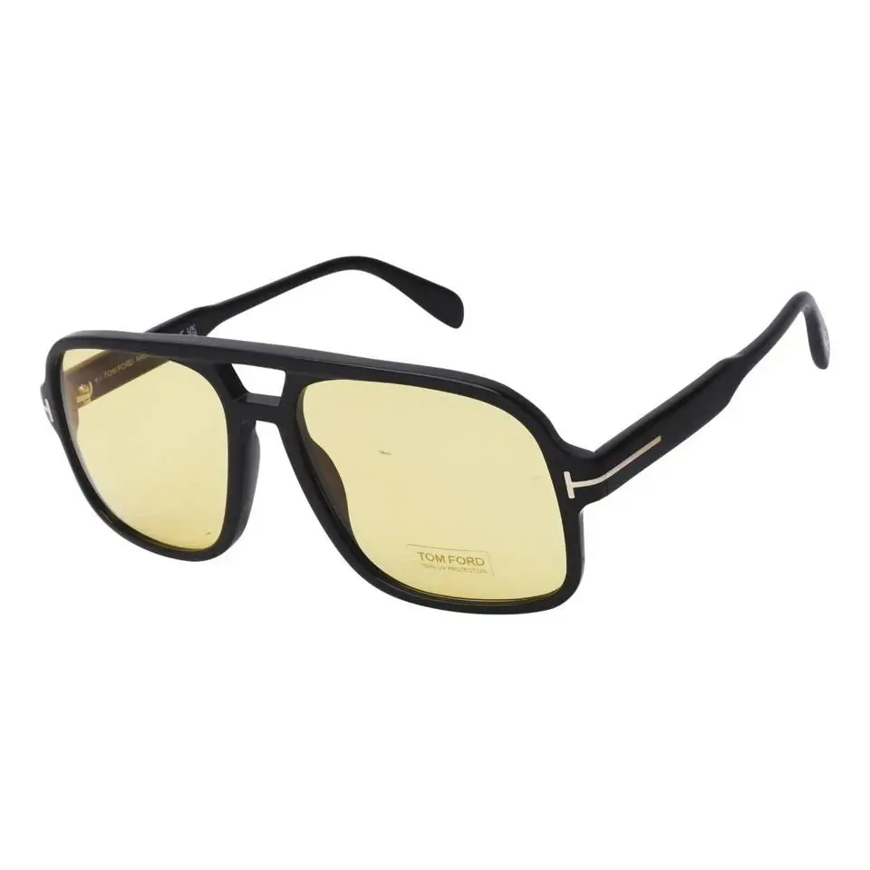 FT0884 01E Square Pilot Sunglasses Black Yellow Lens by Tom Ford