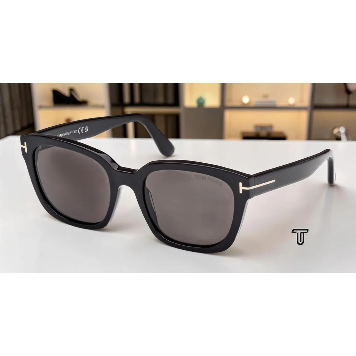 Tom Ford FT1216 01A Haylay Acetate Shiny Black Smoke 53 mm Women`s Sunglasses - Frame: Shiny Black, Lens: Smoke
