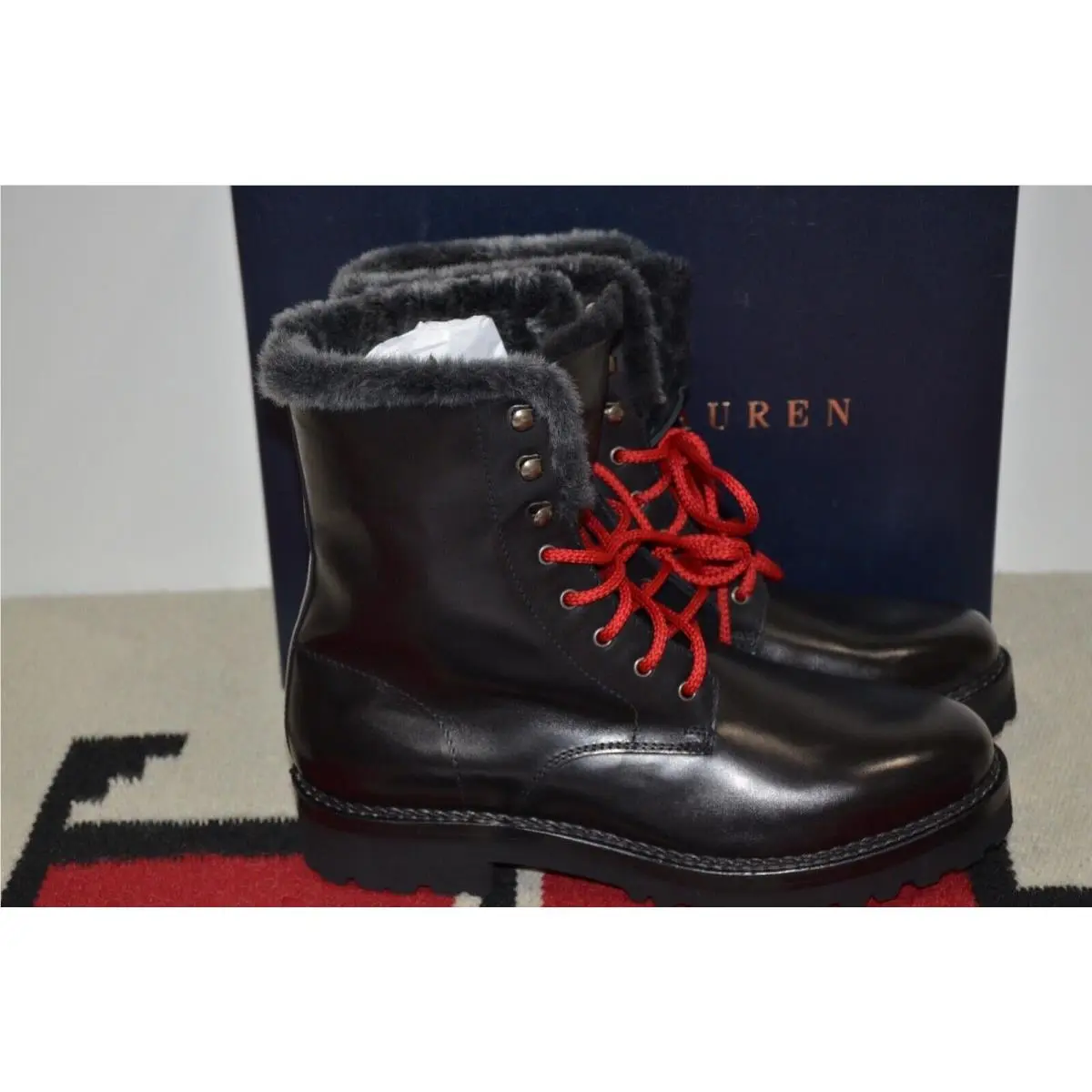Ralph Lauren Purple Label Jenkins Shearling Fur Lined Leather Snow Boots