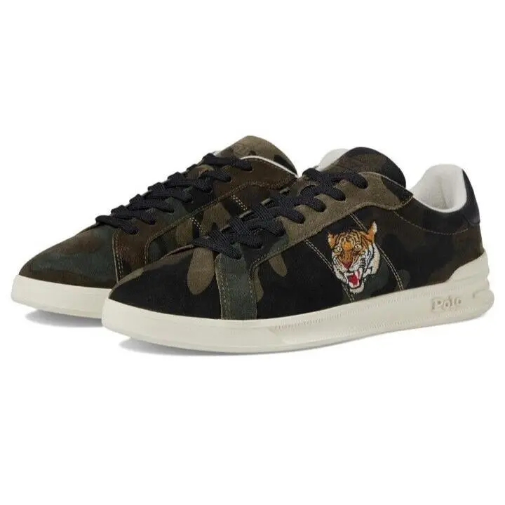 Polo Ralph Lauren Men`s Heritage Court II Tiger Suede Camo Sneaker