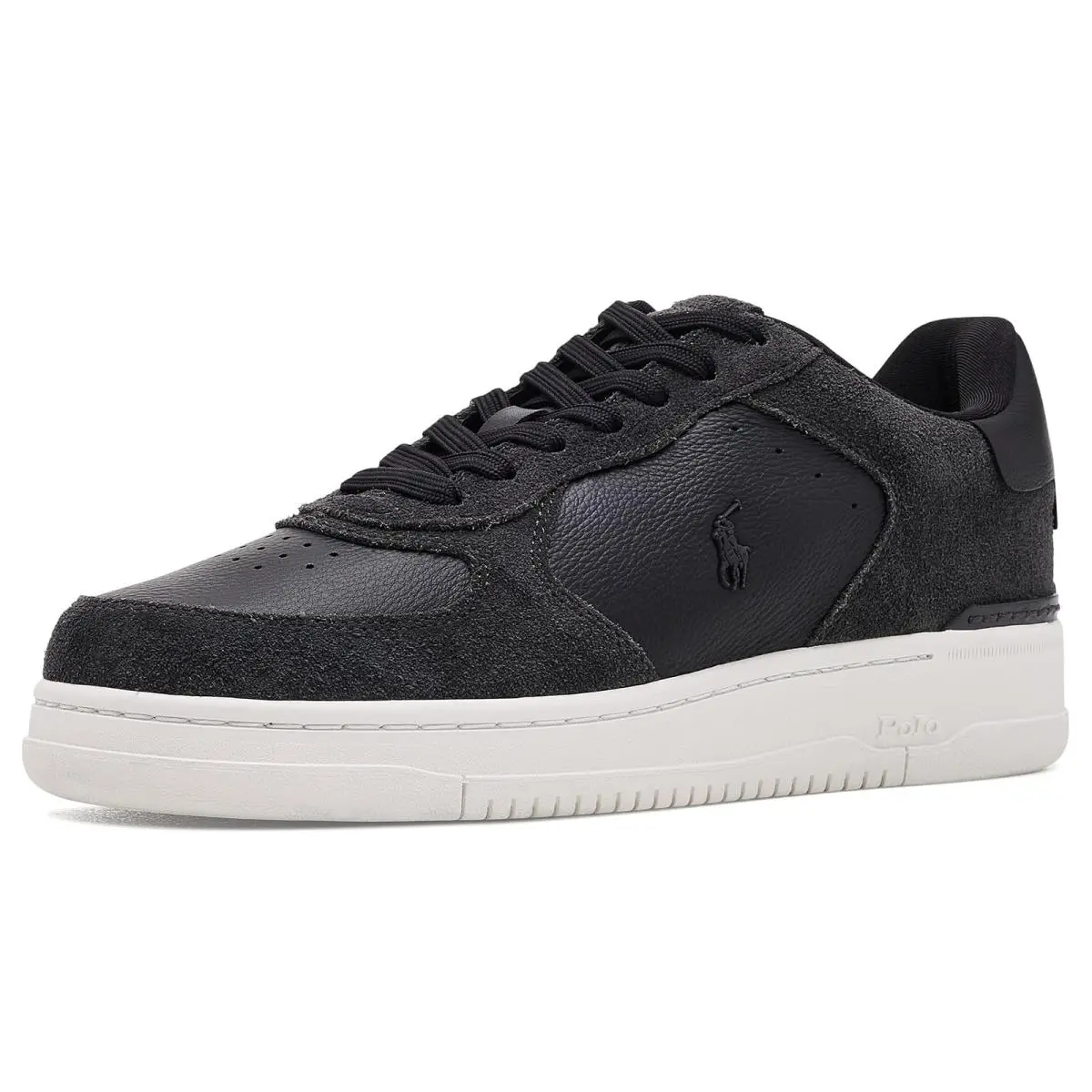 Men`s Sneakers Athletic Shoes Polo  Masters Court Black/Faded Black by Ralph Lauren