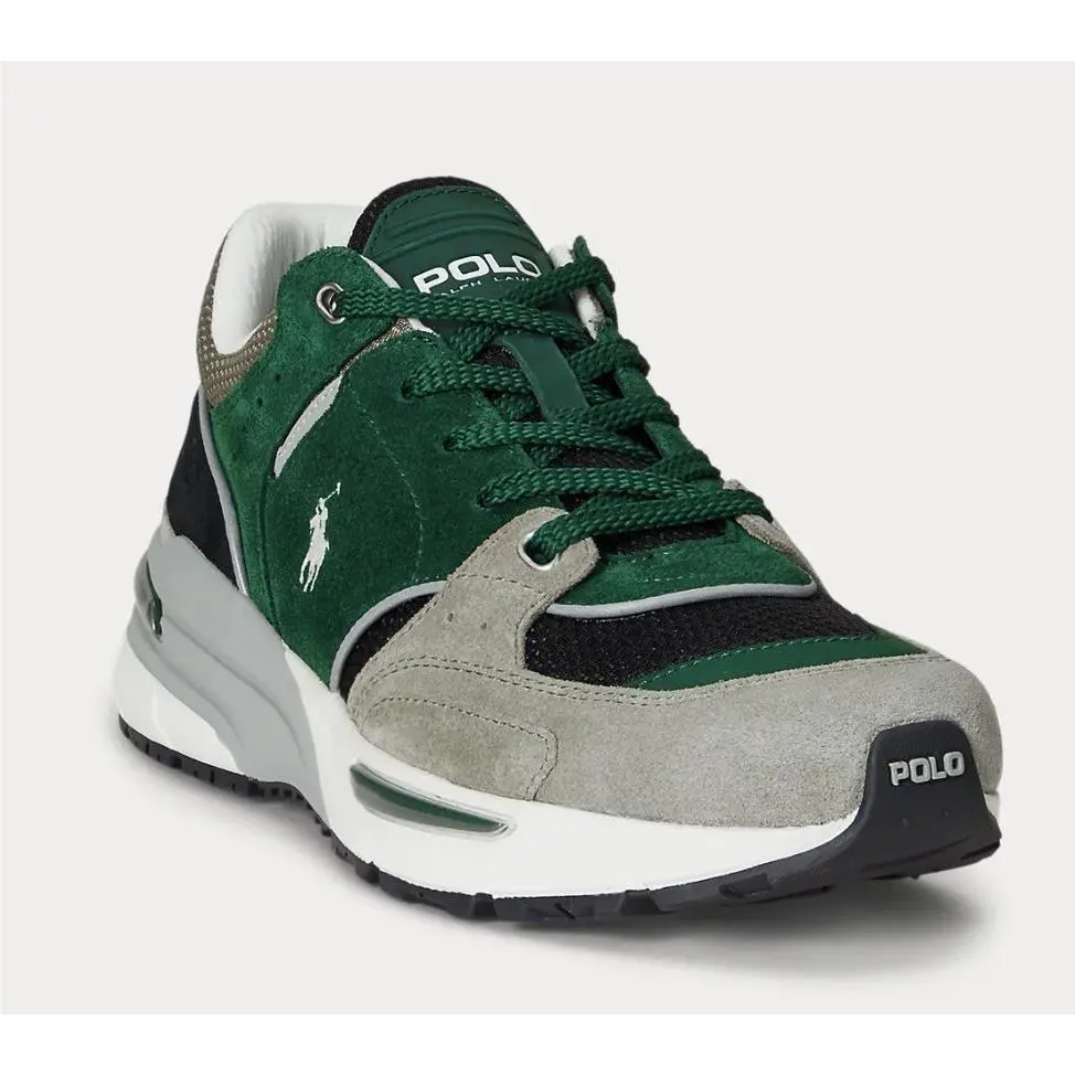 Ralph Lauren shoes - Trackster 250 Suede & Mesh Sneaker Polo Ralph Lauren - Green, Gray, Black, White 0