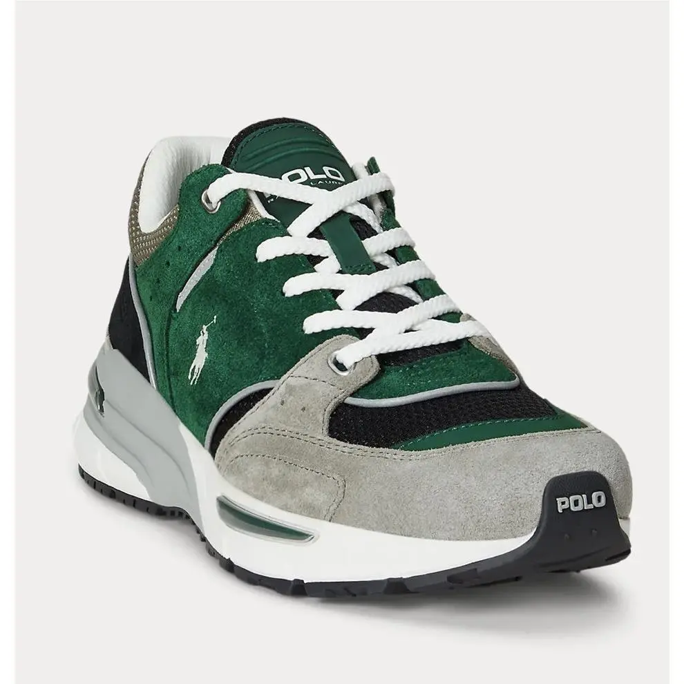 Ralph Lauren shoes - Trackster 250 Suede & Mesh Sneaker Polo Ralph Lauren - Green, Gray, Black, White 3