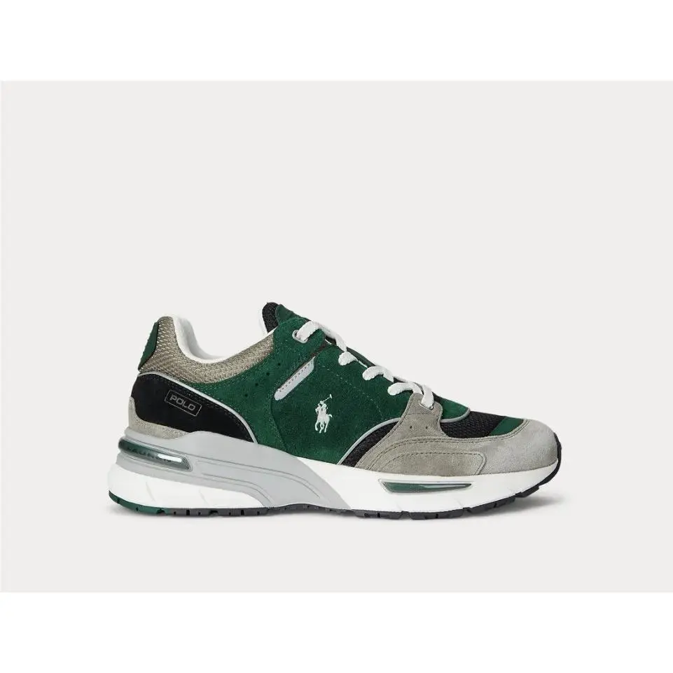 Ralph Lauren shoes - Trackster 250 Suede & Mesh Sneaker Polo Ralph Lauren - Green, Gray, Black, White 9