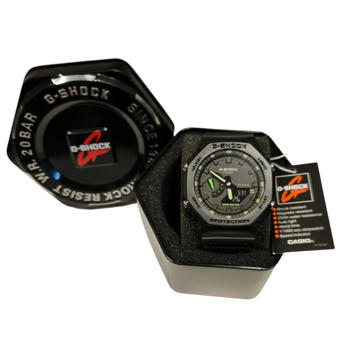 Casio G-shock 5611 Men`s Carbon Core Guard GA-2100 Black Green Ana-digi Watch