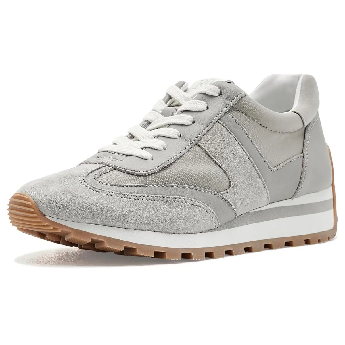Women`s Shoes Lauren  Dani Color-blocked Leather Sneakers Light Grey/Light Grey by Ralph Lauren