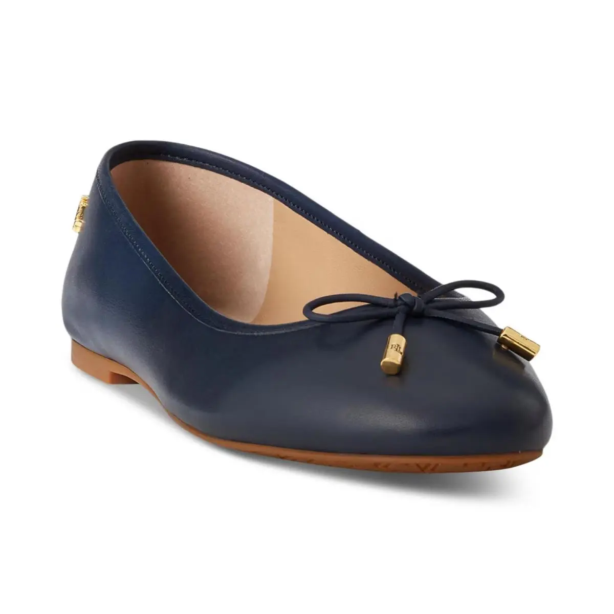 Women`s Lauren Ralph Lauren Jayna Nappa Leather Flats Refined Navy - Refined Navy