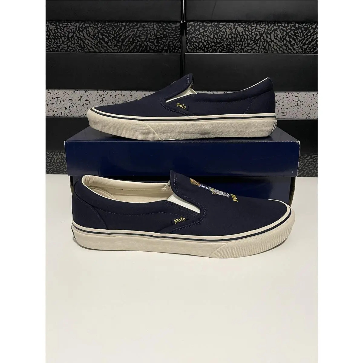 Polo Ralph Lauren Keaton Polo Bear Navy Canvas 816861089001 Men Size 8.5-9.5