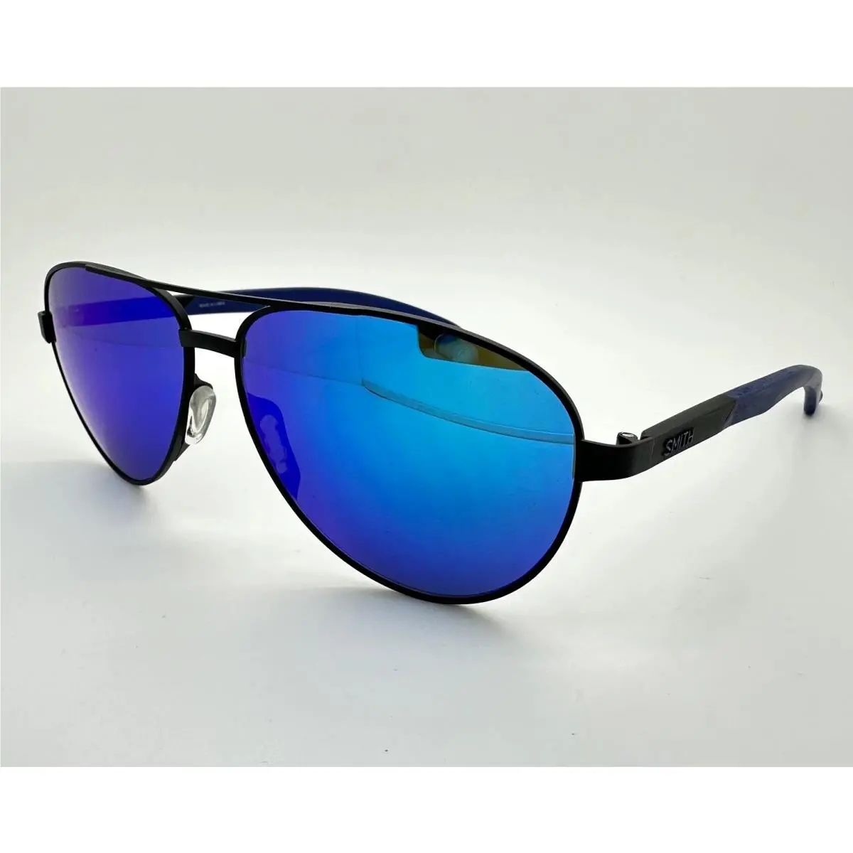 Smith Aviator Sunglasses Salute Matte Black / Carbonic Blue Mirror Large by Smith Optics
