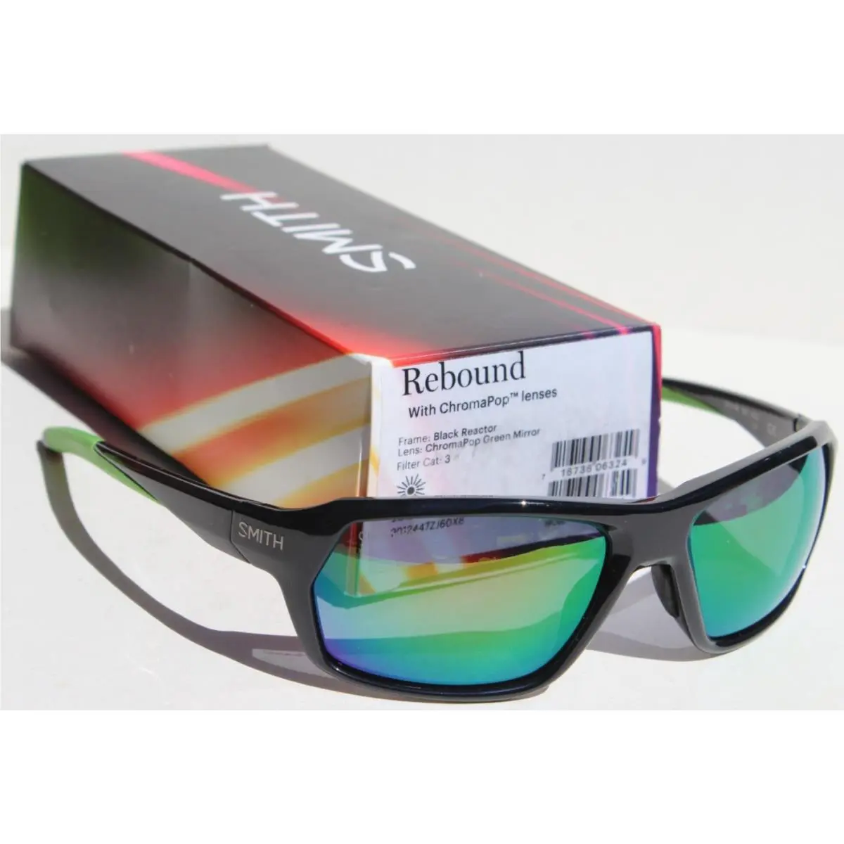 Rebound Sunglasses Black Reactor/chromapop Green Mirror by Smith Optics