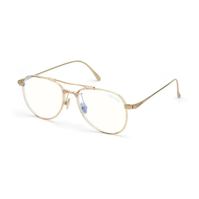 FT5666-B/O 074 Men Eyeglasses Shiny Transparent Light Peach Acetate by Tom Ford