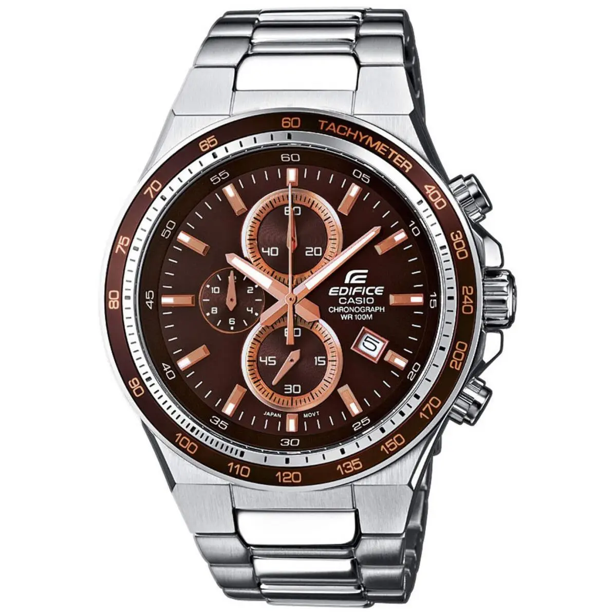 Men`s  Edifice Brown Dial Chronograph Steel Band Watch EF546D EF-546D-5A by Casio