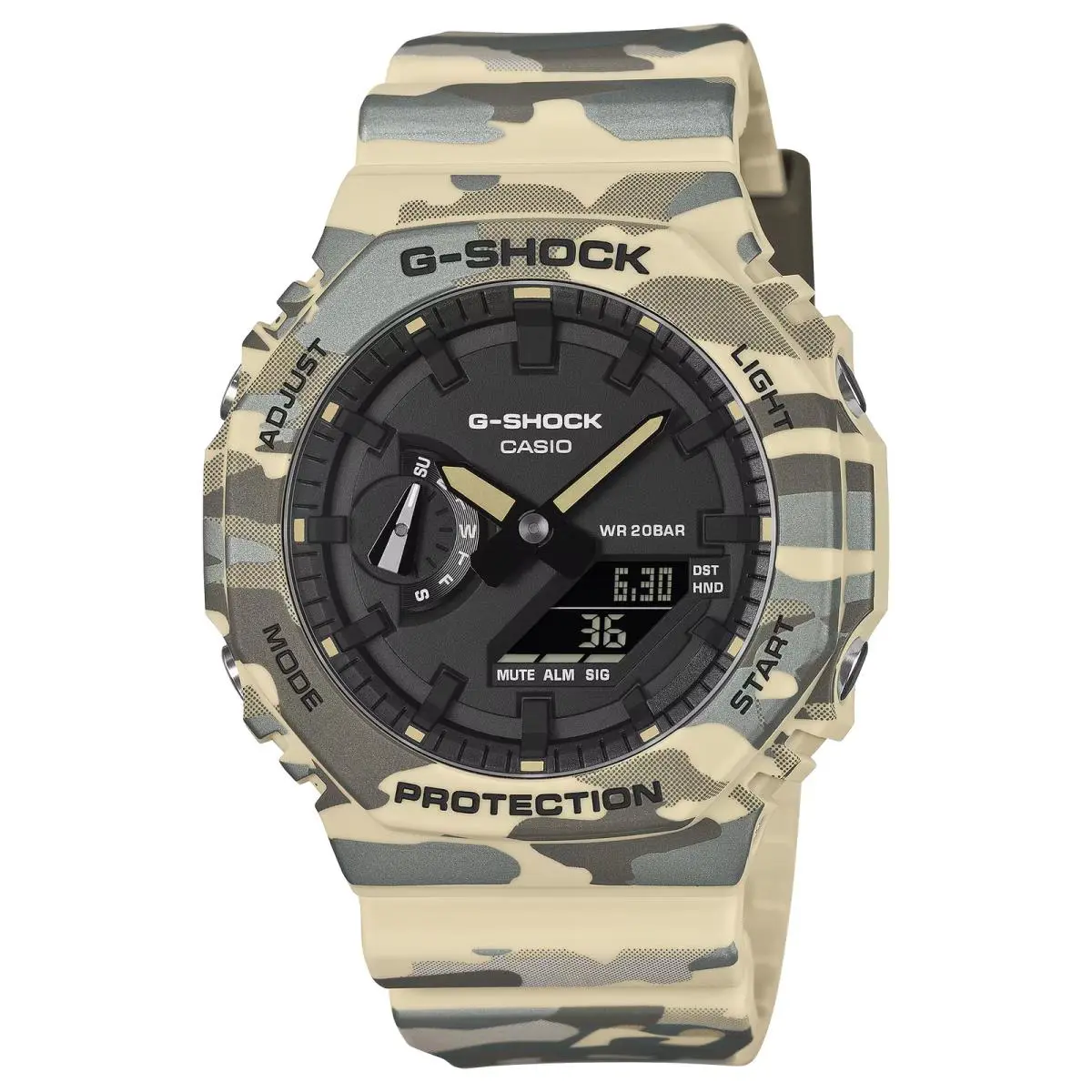 Casio G-shock GA-2100CM-5A Camouflage Black Dial A/d Watch