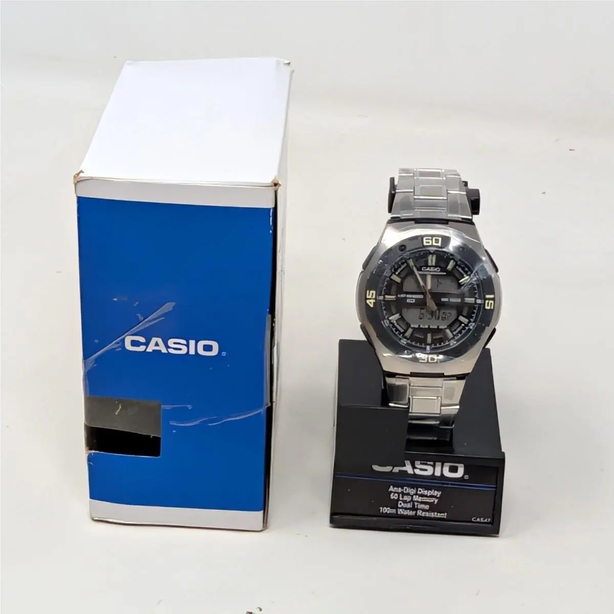 Illuminator Ana-digi Stainless Steel Watch AQ-164WD-1AVCF Silver Black by Casio