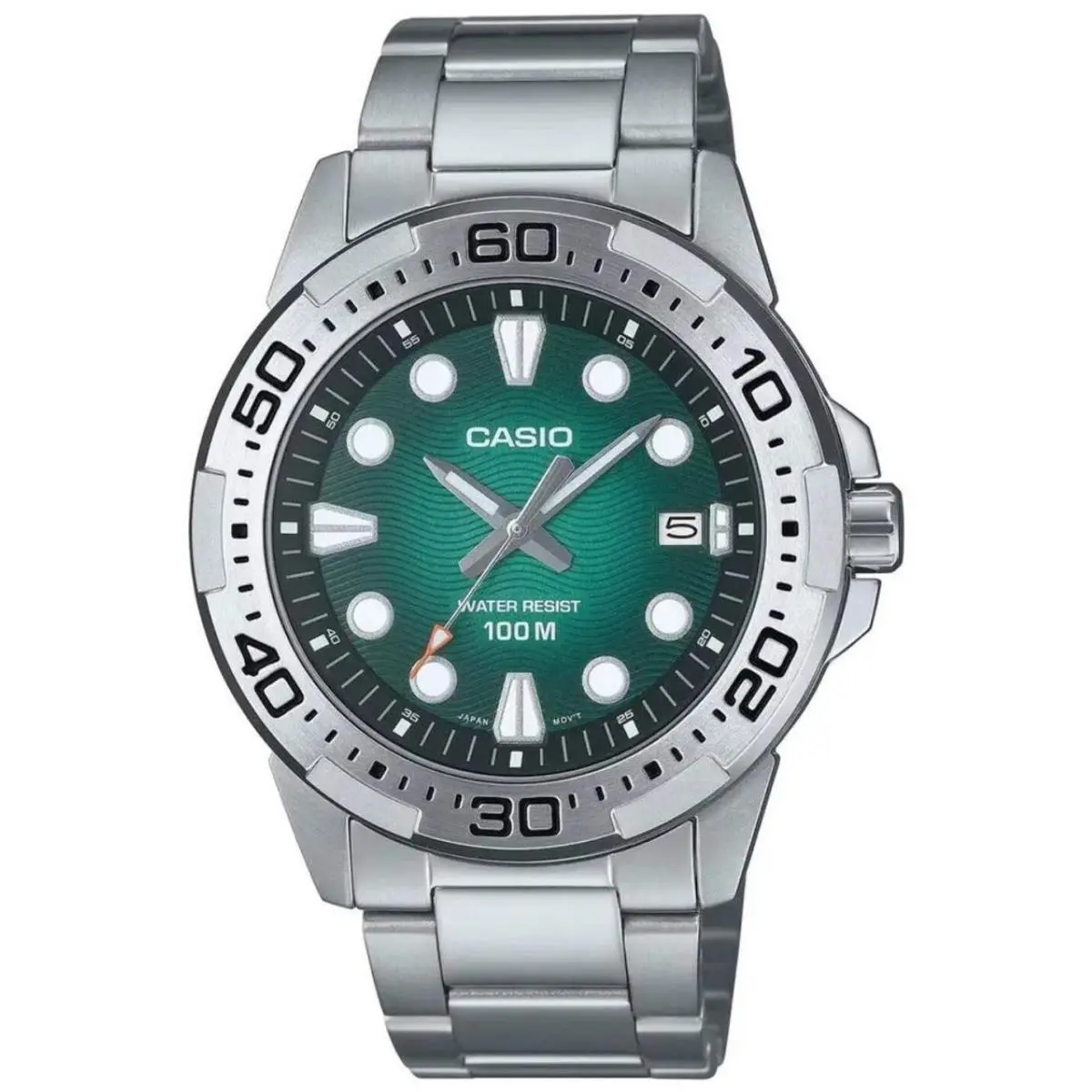 Men`s  Green Dial Stainless Steel Band Watch MTD140D MTD-140D-3A by Casio