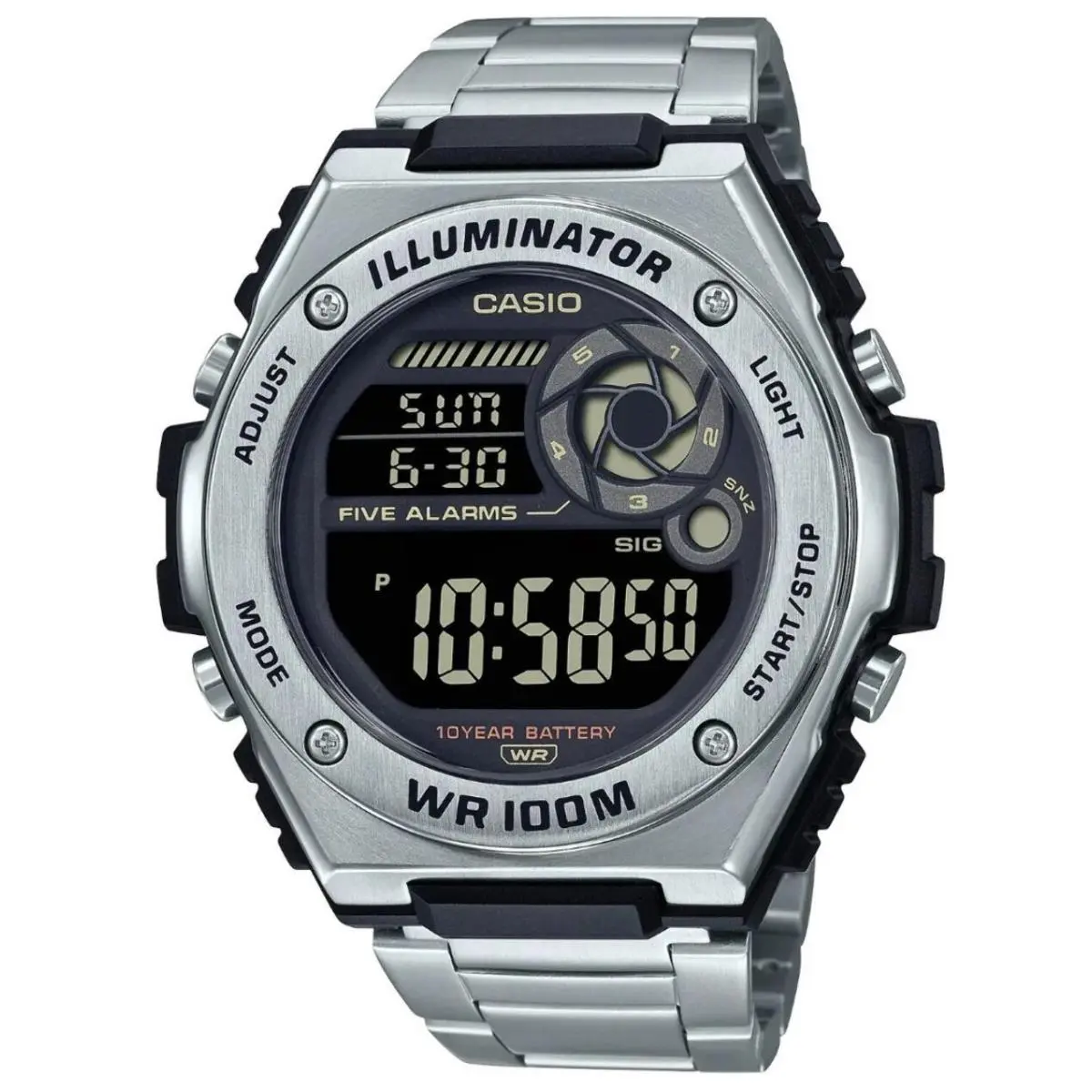 MWD100HD-1BV Digital Stainless Steel Watch 100m Water Resistant 10 Year Ba by Casio