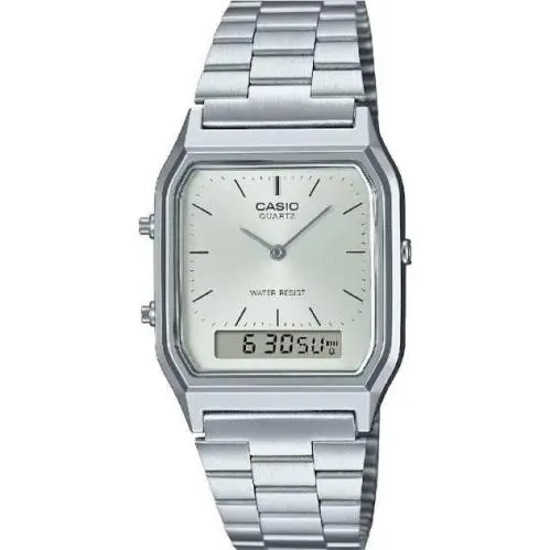 Vintage Dual-time Stainless Steel Unisex Watch AQ-230A-7A by Casio
