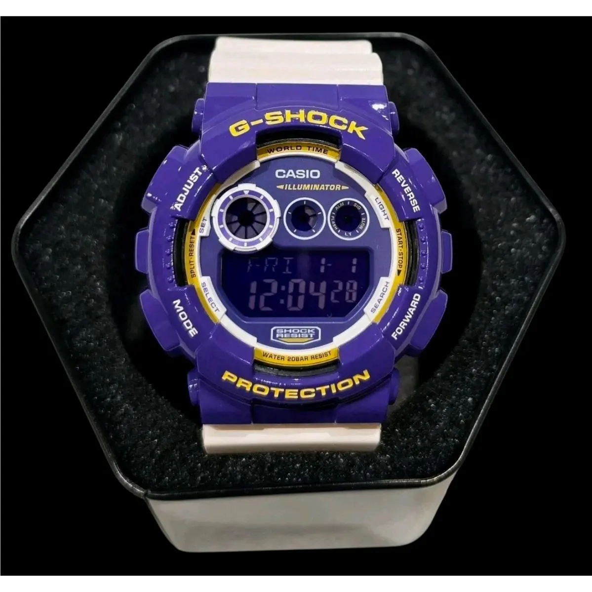 G-shock Men`s XL 3427 Crazy Colors Purple White Yellow GD-120CS-6 Watch by Casio