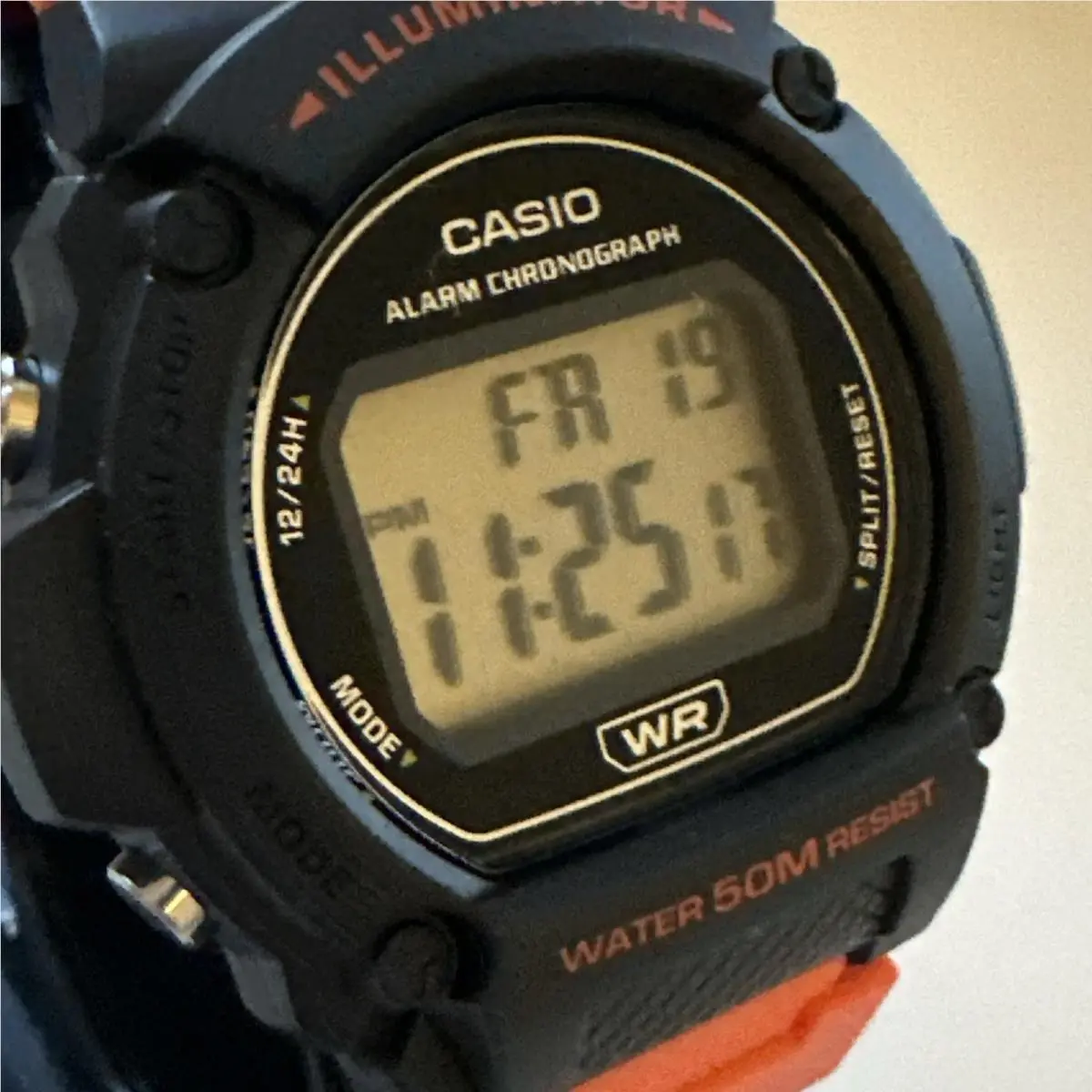 Men`s Quartz Sports Black Orange Plastic Strap Digital Watch W-219H-4AVCF by Casio