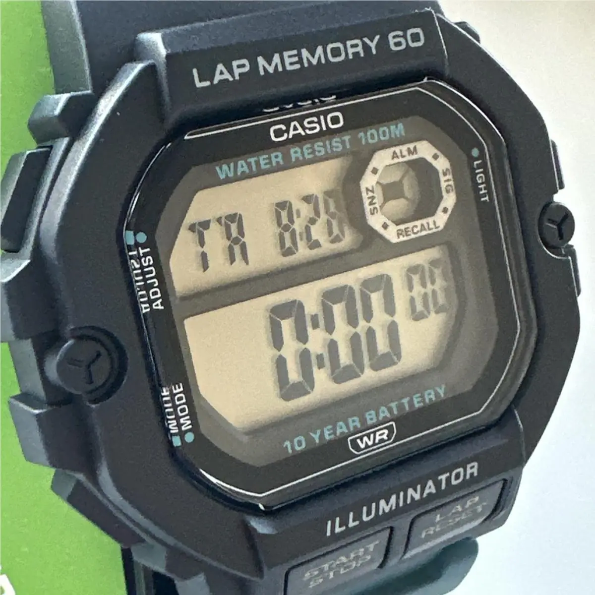 Led Illuminator Lap Memory Blue Resin Men`s WS-1400H-3AVCF Sports Watch by Casio