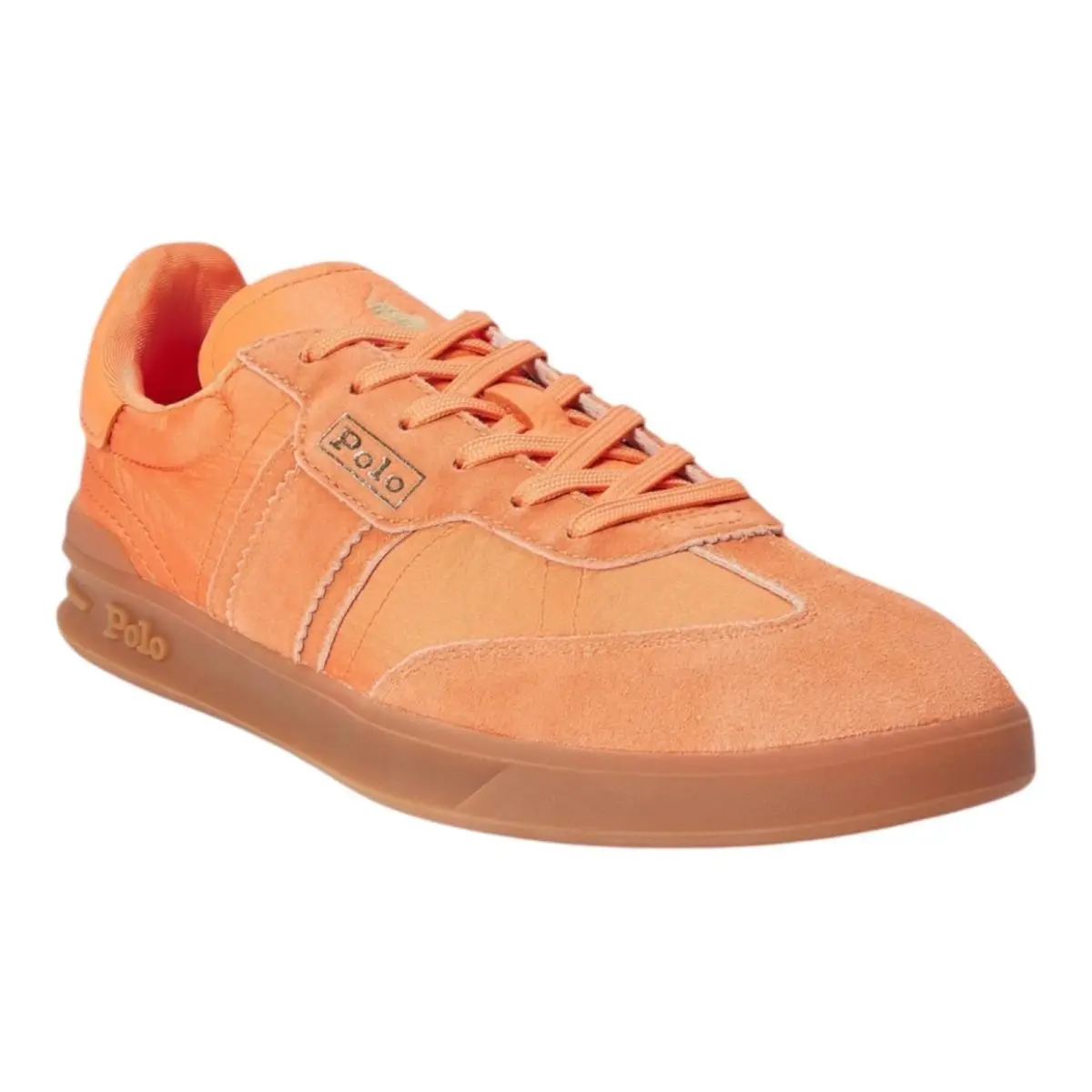 Polo Ralph Lauren Women`s Heritage Aera Suede Trim Sneaker Coral Size 11