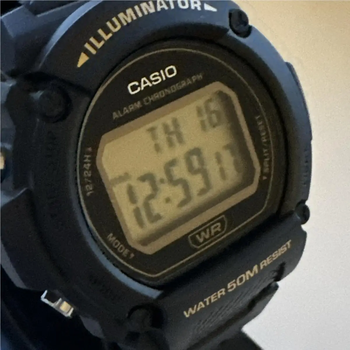 W219H-1A2V Chronograph Watch Black Resin Band Alarm Illuminator by Casio