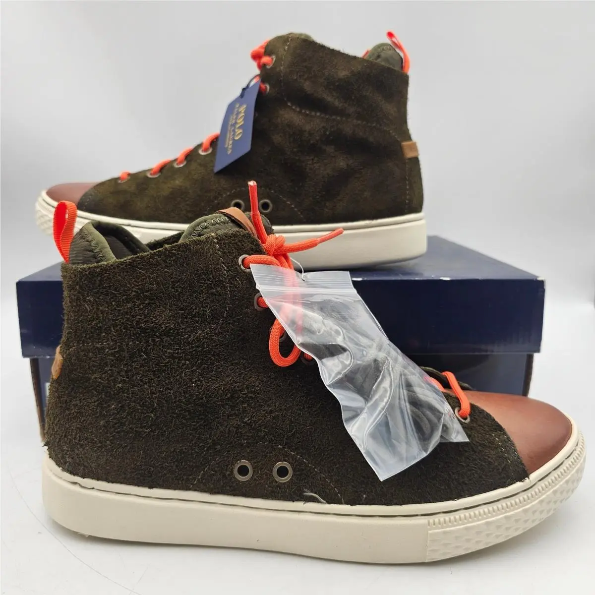 Polo Ralph Lauren Dleaney Mens 9.5D Olive Suede High Top Sneakers Hairy Suede