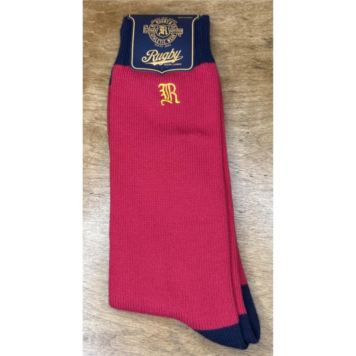 Polo Ralph Lauren Rugby Socks Men`s 10-13 Shoe 6-12.5 Red and Blue