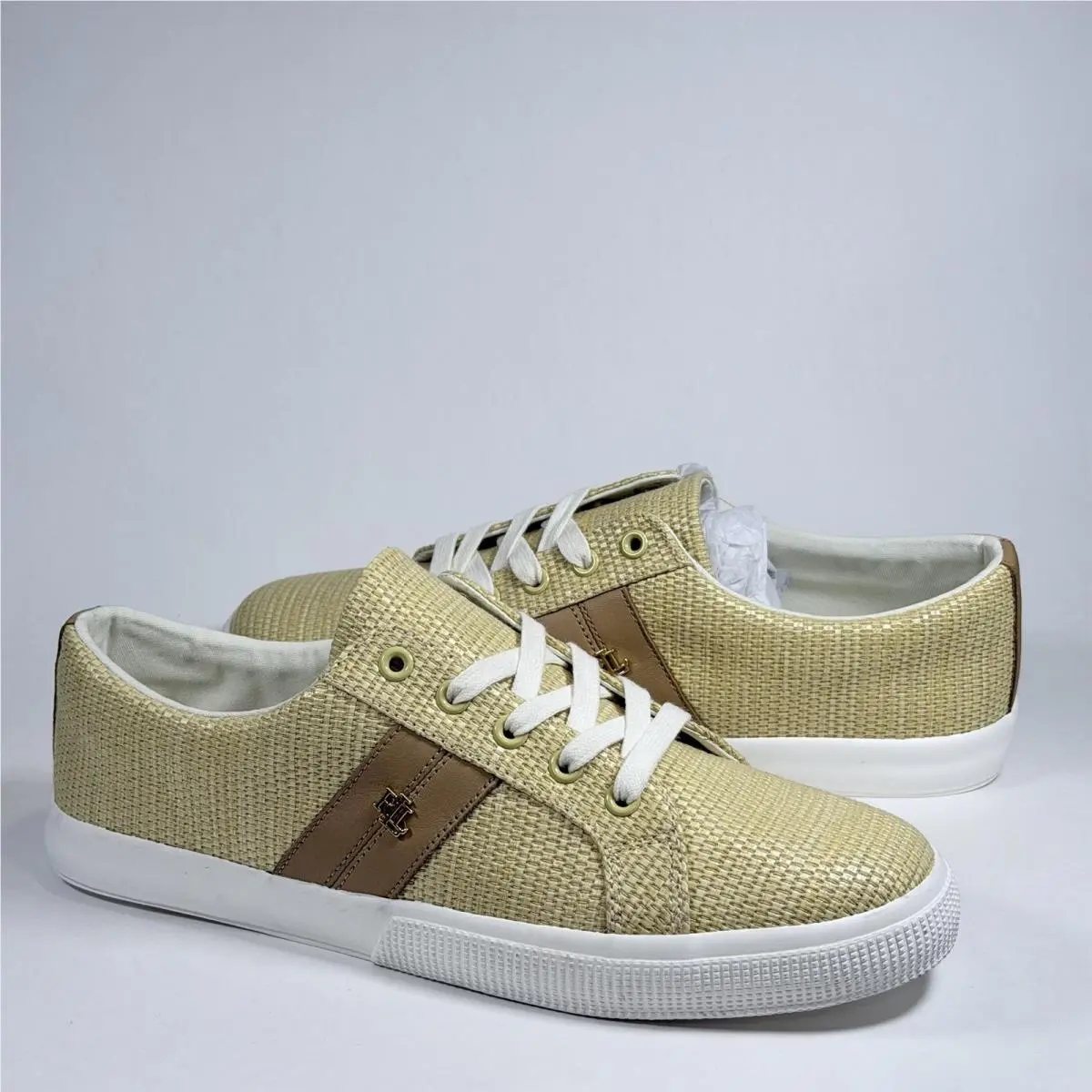 Lauren  Size-11B Women Sneakers Janson Straw Leather Natural Buff by Ralph Lauren