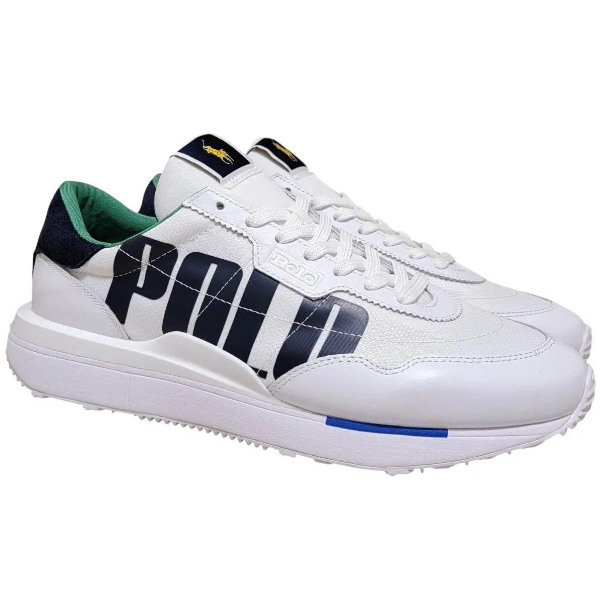 Polo Ralph Lauren Men Train 89 Polo Logo Sneaker Size US 7.5 White Multi Leather