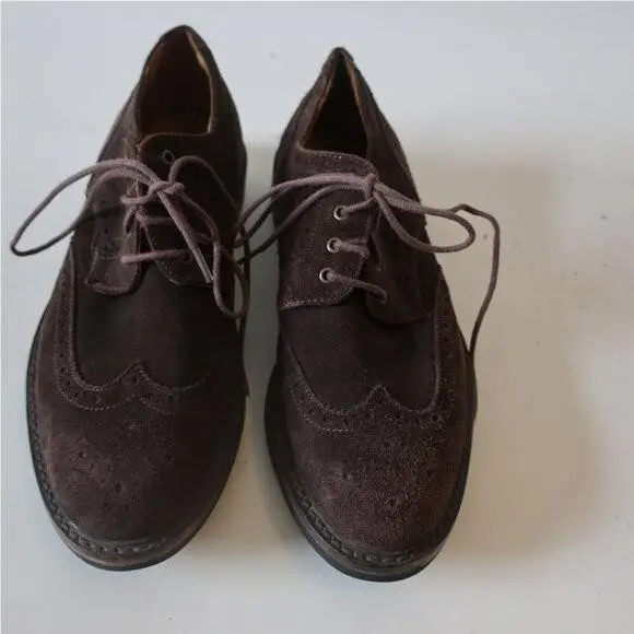 Ralph Lauren Mens Norbeck Wingtip Dark Brown Suede Size 10D