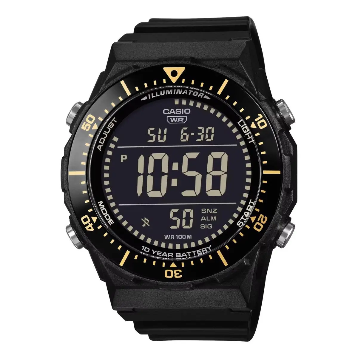 AE1700H-1B Men`s Black Digital Resin Strap Large Lcd Rotating Bezel Watch by Casio