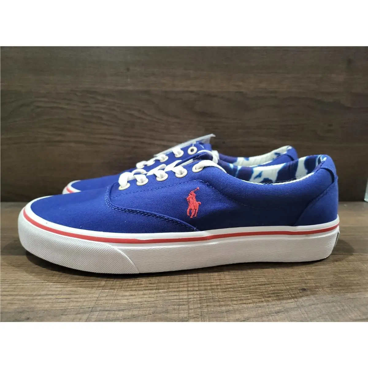 Polo Ralph Lauren Men`s Keaton Canvas Sneakers Heritage Royal Red 8.5